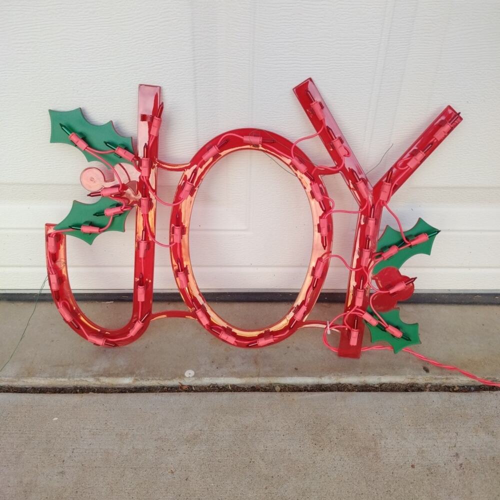 Vintage Enchanted Forest JOY Lighted Decoration 17” Menards Works 43 Lights Box